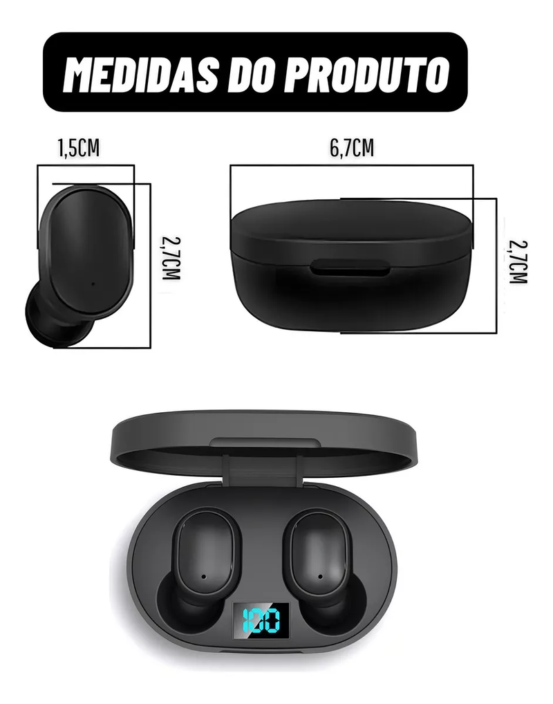 Fone De Ouvido Sem Fio E6s Bluetooth